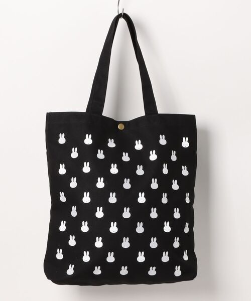 Miffy( ミッフィー)の「【miffy/ミッフィー】 A4サイズ対応 トートバッグ モノグラムフェイス サガラ刺繍(トートバッグ・レディース・ブラック・FREE)」の1枚目の写真
