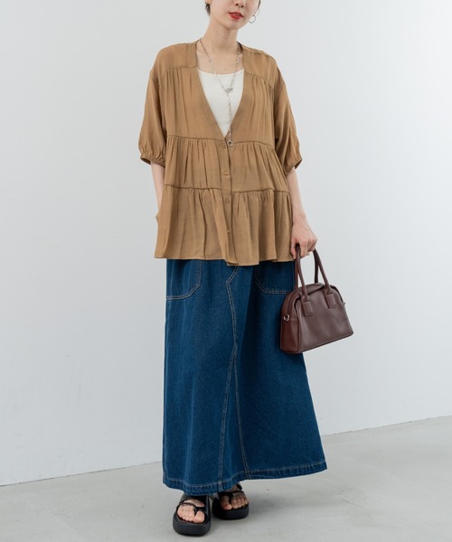 refinedworks(リファインドワークス)の「【refinedworks】美シルエット で魅せる デニムスカート(スカート・レディース・インディゴブルー/ブラック・FREE)」の2枚目の写真