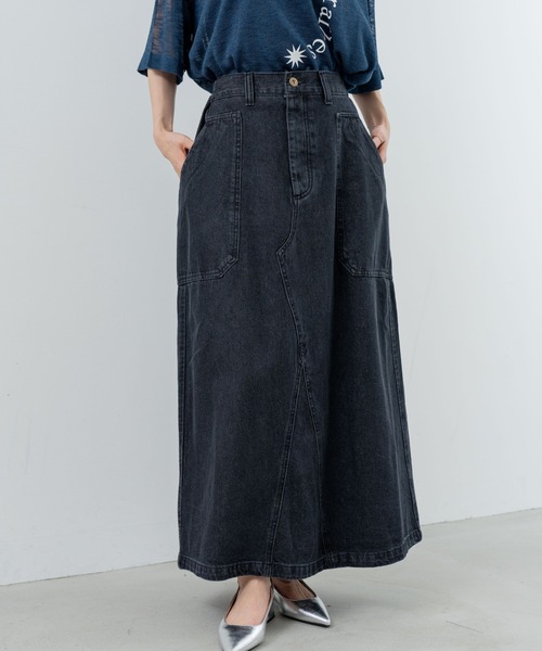refinedworks(リファインドワークス)の「【refinedworks】美シルエット で魅せる デニムスカート(スカート・レディース・インディゴブルー/ブラック・FREE)」の3枚目の写真
