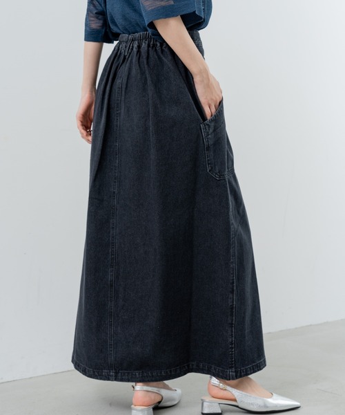 refinedworks(リファインドワークス)の「【refinedworks】美シルエット で魅せる デニムスカート(スカート・レディース・インディゴブルー/ブラック・FREE)」の4枚目の写真