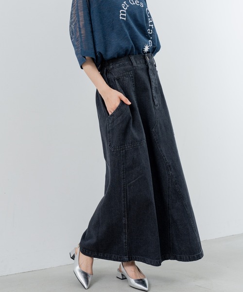 refinedworks(リファインドワークス)の「【refinedworks】美シルエット で魅せる デニムスカート(スカート・レディース・インディゴブルー/ブラック・FREE)」の6枚目の写真