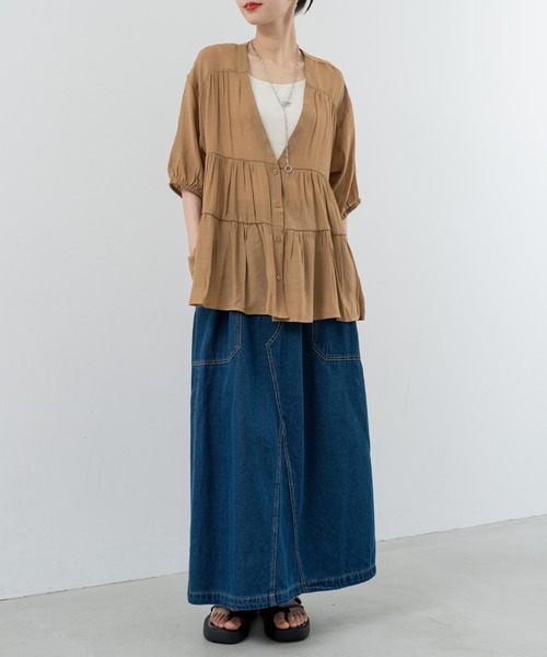 refinedworks(リファインドワークス)の「【refinedworks】美シルエット で魅せる デニムスカート(スカート・レディース・インディゴブルー/ブラック・FREE)」の7枚目の写真
