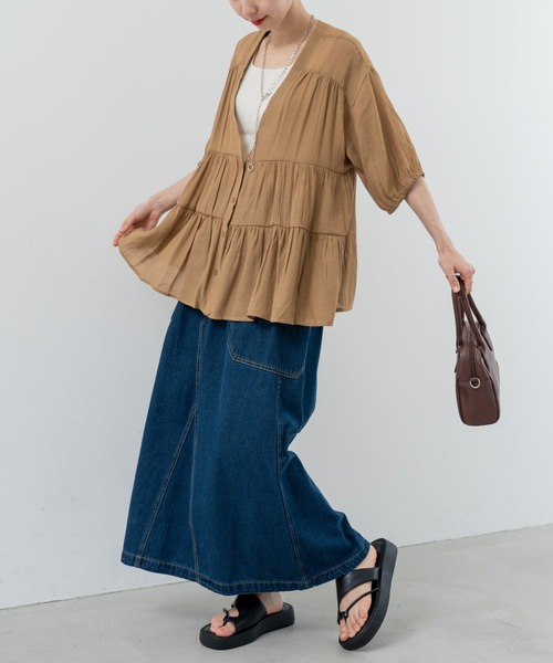 refinedworks(リファインドワークス)の「【refinedworks】美シルエット で魅せる デニムスカート(スカート・レディース・インディゴブルー/ブラック・FREE)」の9枚目の写真