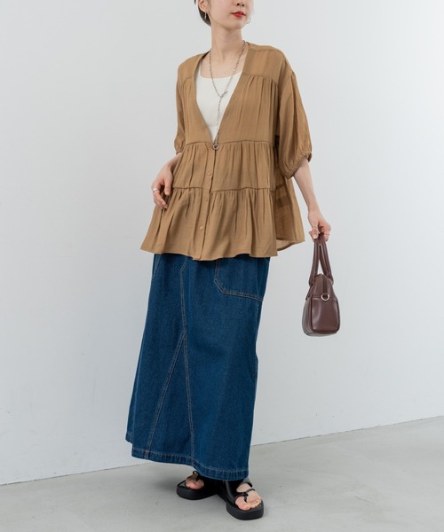 refinedworks(リファインドワークス)の「【refinedworks】美シルエット で魅せる デニムスカート(スカート・レディース・インディゴブルー/ブラック・FREE)」の10枚目の写真