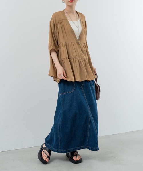 refinedworks(リファインドワークス)の「【refinedworks】美シルエット で魅せる デニムスカート(スカート・レディース・インディゴブルー/ブラック・FREE)」の11枚目の写真
