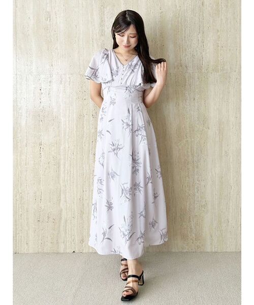 MERCURYDUO 花柄ワンピース MERCURYDUO ワンピース パイピングフラワー花柄ワンピース