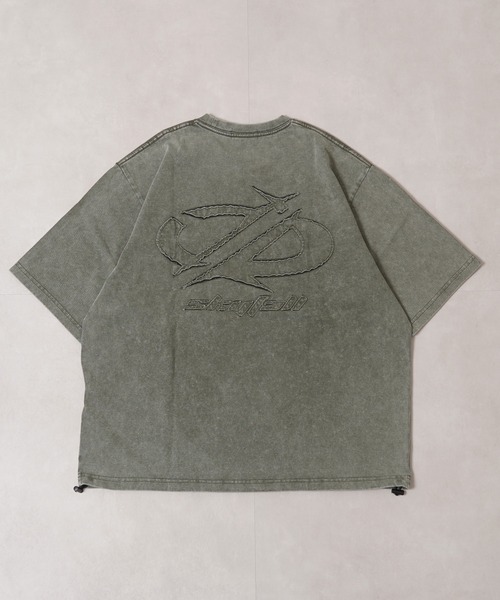 1111clothing(ワンフォークロージング)の「硫化染め カットオフアップリケ Tシャツ / Sulfur-dyed cut-off applique T-shirt(Tシャツ/カットソー・メンズ・カーキ/ブラック・M/L/XL)」の17枚目の写真