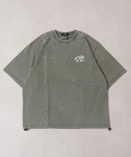 1111clothing(ワンフォークロージング)の「硫化染め カットオフアップリケ Tシャツ / Sulfur-dyed cut-off applique T-shirt(Tシャツ/カットソー・メンズ・カーキ/ブラック・M/L/XL)」の16枚目の写真