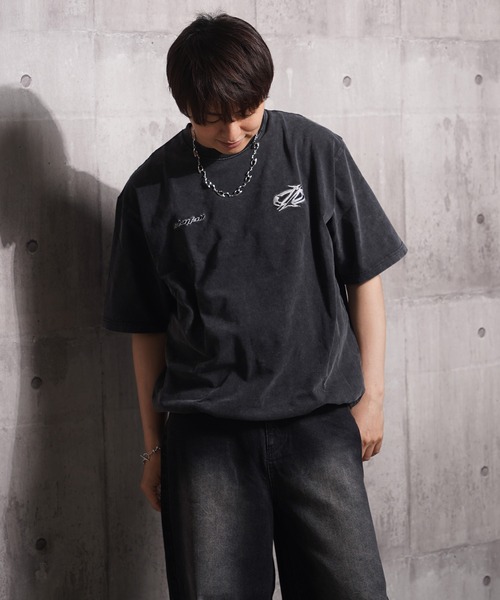 1111clothing(ワンフォークロージング)の「硫化染め カットオフアップリケ Tシャツ / Sulfur-dyed cut-off applique T-shirt(Tシャツ/カットソー・メンズ・カーキ/ブラック・M/L/XL)」の8枚目の写真