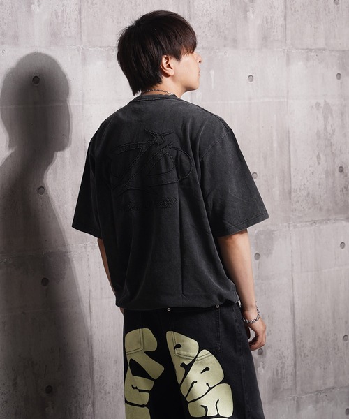1111clothing(ワンフォークロージング)の「硫化染め カットオフアップリケ Tシャツ / Sulfur-dyed cut-off applique T-shirt(Tシャツ/カットソー・メンズ・カーキ/ブラック・M/L/XL)」の13枚目の写真