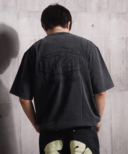 1111clothing(ワンフォークロージング)の「硫化染め カットオフアップリケ Tシャツ / Sulfur-dyed cut-off applique T-shirt(Tシャツ/カットソー・メンズ・カーキ/ブラック・M/L/XL)」の14枚目の写真