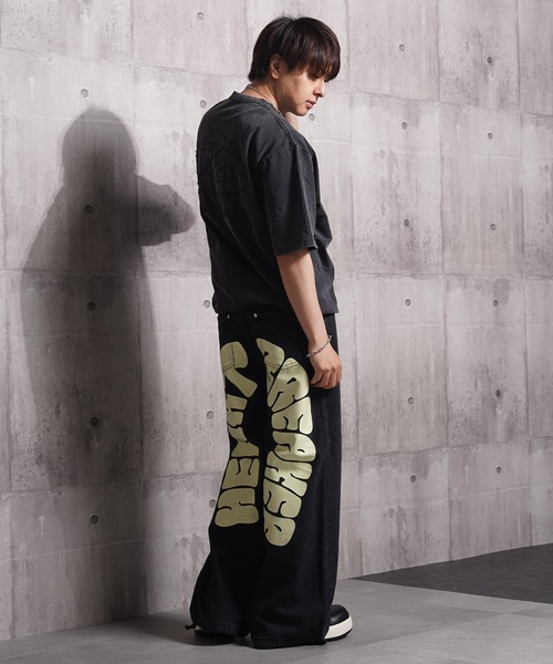 1111clothing(ワンフォークロージング)の「硫化染め カットオフアップリケ Tシャツ / Sulfur-dyed cut-off applique T-shirt(Tシャツ/カットソー・メンズ・カーキ/ブラック・M/L/XL)」の12枚目の写真