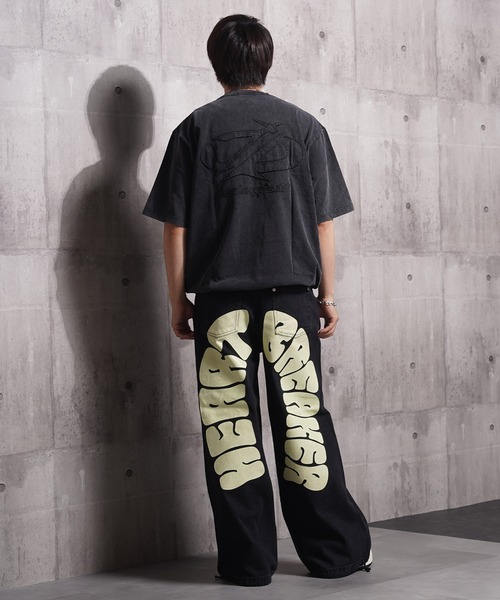 1111clothing(ワンフォークロージング)の「硫化染め カットオフアップリケ Tシャツ / Sulfur-dyed cut-off applique T-shirt(Tシャツ/カットソー・メンズ・カーキ/ブラック・M/L/XL)」の15枚目の写真