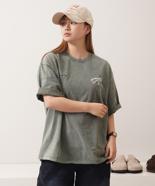 1111clothing(ワンフォークロージング)の「硫化染め カットオフアップリケ Tシャツ / Sulfur-dyed cut-off applique T-shirt(Tシャツ/カットソー・メンズ・カーキ/ブラック・M/L/XL)」の19枚目の写真