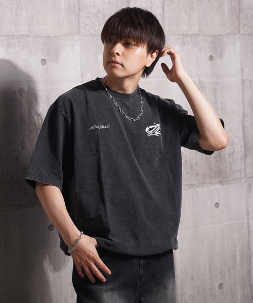 1111clothing(ワンフォークロージング)の「硫化染め カットオフアップリケ Tシャツ / Sulfur-dyed cut-off applique T-shirt(Tシャツ/カットソー・メンズ・カーキ/ブラック・M/L/XL)」の7枚目の写真