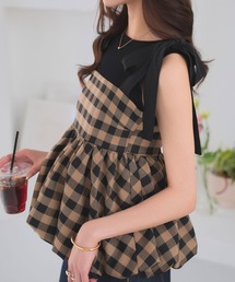 KOBE LETTUCE | チェック柄バルーンリボンビスチェトップス(キャミソール)