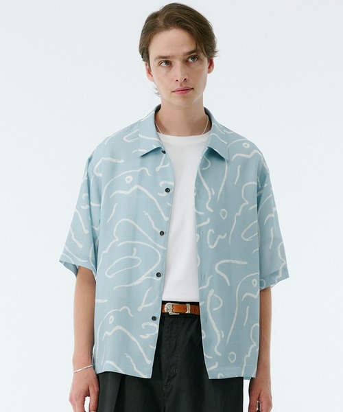★美品★　PUBLIC TOKYO　シャツ アブストラクトアートプリント柄シャツ（シャツ/ブラウス