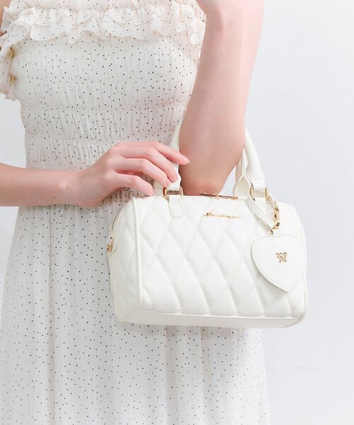 OLIVE des OLIVE（オリーブデオリーブ）の「Aimerianejoieキルティングミニボストン（ボストンバッグ・レディース・ベージュ/ピンク/ライトグレー/アイボリー/ブラック・FREE）」の7枚目の写真