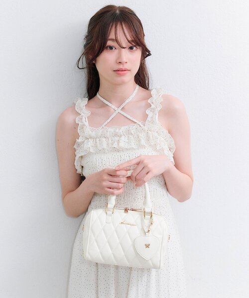 OLIVE des OLIVE（オリーブデオリーブ）の「Aimerianejoieキルティングミニボストン（ボストンバッグ・レディース・ベージュ/ピンク/ライトグレー/アイボリー/ブラック・FREE）」の10枚目の写真