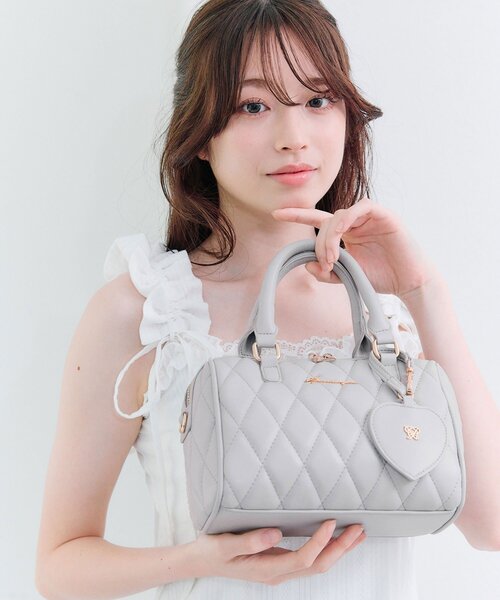 351 帯リメイク　花菱紋様のミニボストンバッグ Aimerianejoieキルティングミニボストン（ボストンバッグ