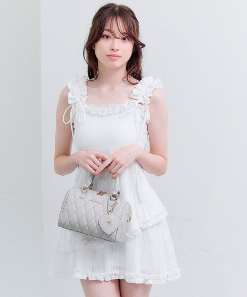 OLIVE des OLIVE（オリーブデオリーブ）の「Aimerianejoieキルティングミニボストン（ボストンバッグ・レディース・ベージュ/ピンク/ライトグレー/アイボリー/ブラック・FREE）」の18枚目の写真