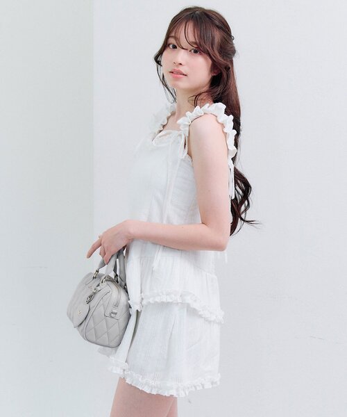 OLIVE des OLIVE（オリーブデオリーブ）の「Aimerianejoieキルティングミニボストン（ボストンバッグ・レディース・ベージュ/ピンク/ライトグレー/アイボリー/ブラック・FREE）」の19枚目の写真