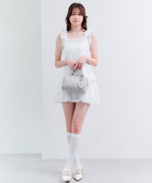 OLIVE des OLIVE（オリーブデオリーブ）の「Aimerianejoieキルティングミニボストン（ボストンバッグ・レディース・ベージュ/ピンク/ライトグレー/アイボリー/ブラック・FREE）」の21枚目の写真