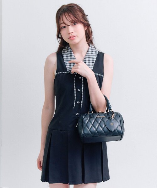 【希少】クレージュ ミニボストンバッグ キルティング ナイロン エナメル 希少】クレージュ ミニボストンバッグ キルティング ナイロン