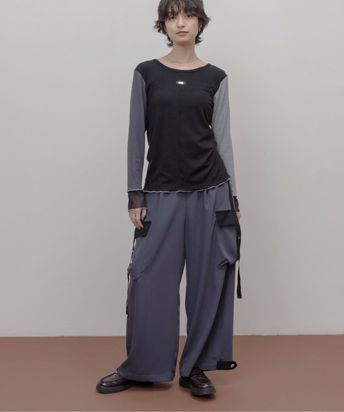 Eimee Law（エイミーロウ）の「ランダムテレコメロウトップス（Tシャツ/カットソー・レディース・ブラック/グレイッシュベージュ/ブルー/ダークグレー・FREE）」の17枚目の写真