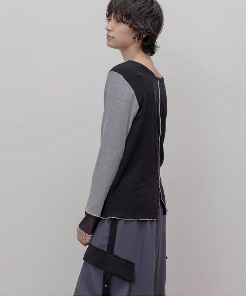 Eimee Law（エイミーロウ）の「ランダムテレコメロウトップス（Tシャツ/カットソー・レディース・ブラック/グレイッシュベージュ/ブルー/ダークグレー・FREE）」の11枚目の写真