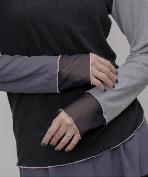 Eimee Law（エイミーロウ）の「ランダムテレコメロウトップス（Tシャツ/カットソー・レディース・ブラック/グレイッシュベージュ/ブルー/ダークグレー・FREE）」の8枚目の写真