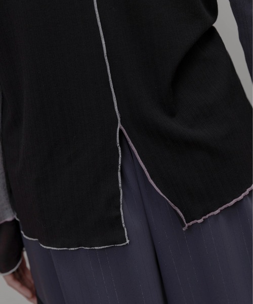 Eimee Law（エイミーロウ）の「ランダムテレコメロウトップス（Tシャツ/カットソー・レディース・ブラック/グレイッシュベージュ/ブルー/ダークグレー・FREE）」の7枚目の写真