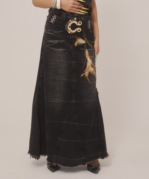 Y2K 2001年　オゾンコミュニティ　マキシ　デニムスカート Y2K 2001年 オゾンコミュニティ マキシ デニムスカート