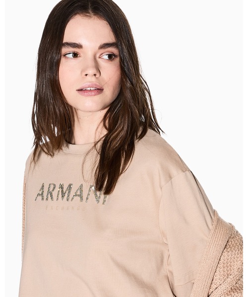ARMANI EXCHANGE（アルマーニエクスチェンジ）の「【A|X アルマーニ エクスチェンジ】AXロゴ クロップド 半袖クルーネックTシャツ/CROPPED（Tシャツ/カットソー・レディース・ホワイト/ブラック/ベージュ・X-SMALL/X-LARGE/SMALL/MEDIUM/LARGE）」の12枚目の写真