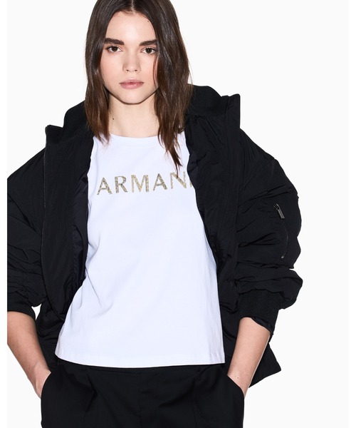 ARMANI EXCHANGE（アルマーニエクスチェンジ）の「【A|X アルマーニ エクスチェンジ】AXロゴ クロップド 半袖クルーネックTシャツ/CROPPED（Tシャツ/カットソー・レディース・ホワイト/ブラック/ベージュ・X-SMALL/X-LARGE/SMALL/MEDIUM/LARGE）」の16枚目の写真