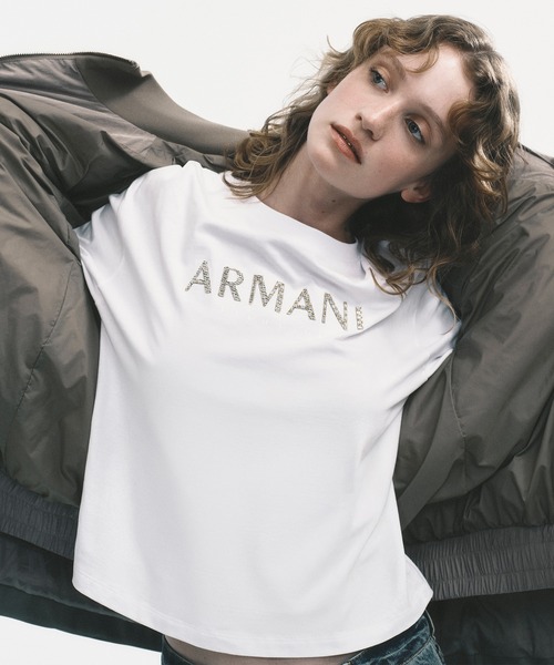 ARMANI EXCHANGE（アルマーニエクスチェンジ）の「【A|X アルマーニ エクスチェンジ】AXロゴ クロップド 半袖クルーネックTシャツ/CROPPED（Tシャツ/カットソー・レディース・ホワイト/ブラック/ベージュ・X-SMALL/X-LARGE/SMALL/MEDIUM/LARGE）」の10枚目の写真