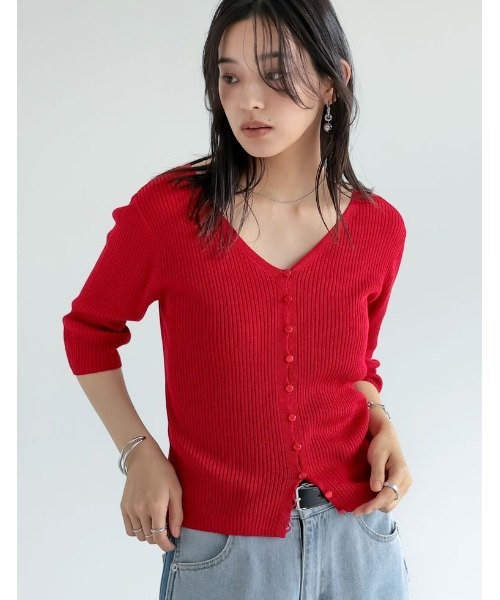 涼感]スラブシアーニットカーディガン（カーディガン/ボレロ）｜Re