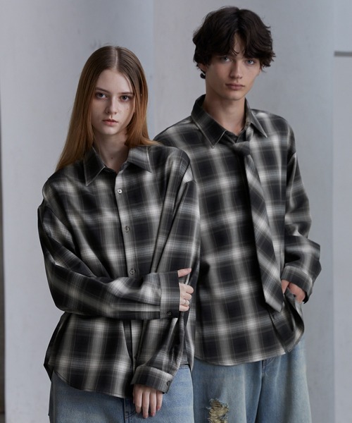 CLEL】TR Herringbone Check Shirt & Tie/TRヘリンボーンチェック