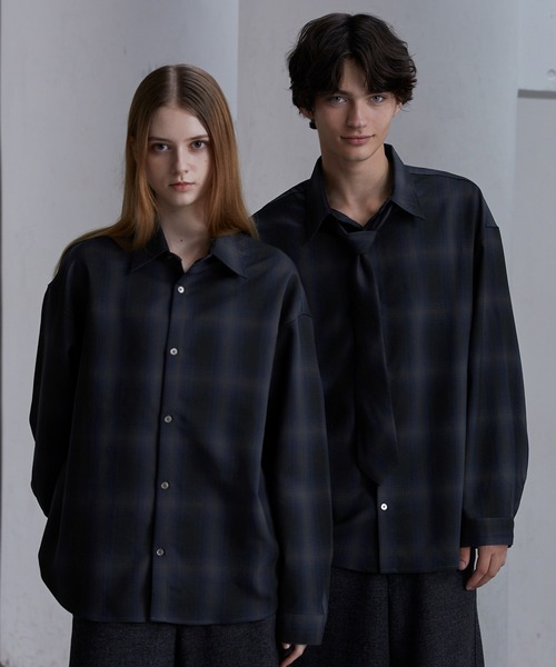 CLEL】TR Herringbone Check Shirt & Tie/TRヘリンボーンチェック