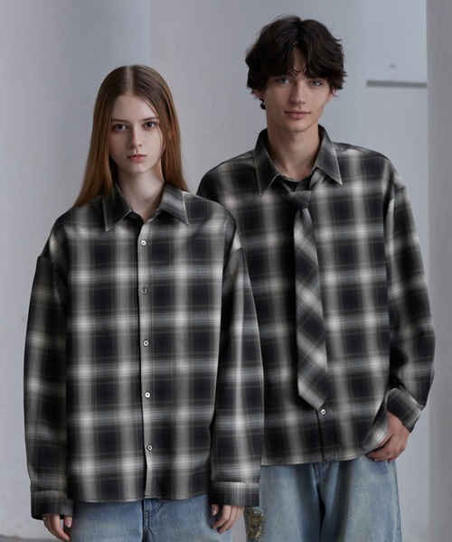 CLEL】TR Herringbone Check Shirt & Tie/TRヘリンボーンチェック