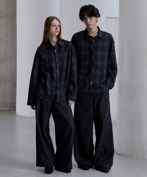 CLEL(クレイル)の「【CLEL】TR Herringbone Check Shirt & Tie/TRヘリンボーンチェックシャツ&ネクタイ(シャツ/ブラウス・メンズ・ネイビー系1/グレー系1/ブラック系1・L/M/S/XS)」の6枚目の写真