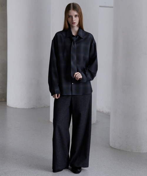 セール】【CLEL】TR Herringbone Check Shirt & Tie/TRヘリンボーン