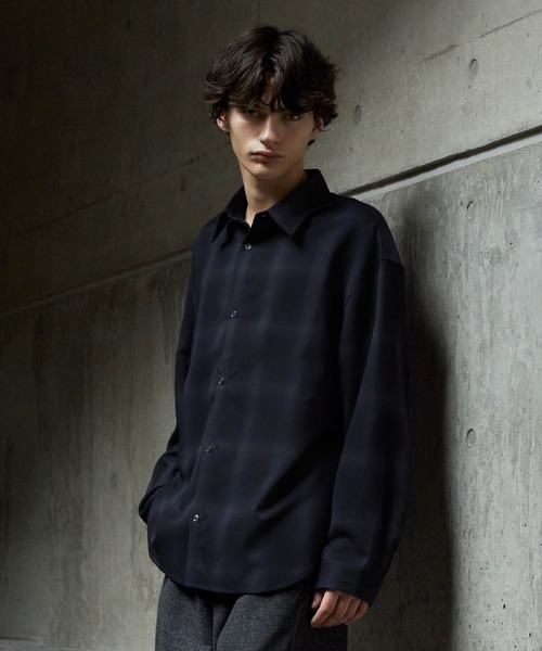 CLEL(クレイル)の「【CLEL】TR Herringbone Check Shirt & Tie/TRヘリンボーンチェックシャツ&ネクタイ(シャツ/ブラウス・メンズ・ネイビー系1/グレー系1/ブラック系1・L/M/S/XS)」の13枚目の写真