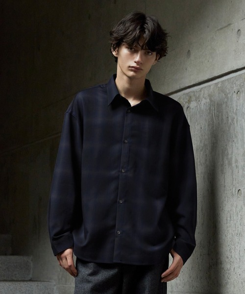 CLEL(クレイル)の「【CLEL】TR Herringbone Check Shirt & Tie/TRヘリンボーンチェックシャツ&ネクタイ(シャツ/ブラウス・メンズ・ネイビー系1/グレー系1/ブラック系1・L/M/S/XS)」の14枚目の写真