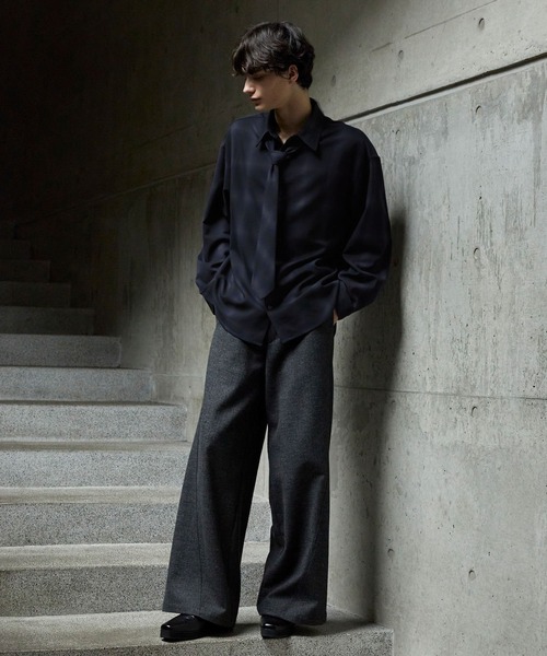 CLEL(クレイル)の「【CLEL】TR Herringbone Check Shirt & Tie/TRヘリンボーンチェックシャツ&ネクタイ(シャツ/ブラウス・メンズ・ネイビー系1/グレー系1/ブラック系1・L/M/S/XS)」の15枚目の写真