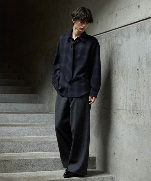 CLEL(クレイル)の「【CLEL】TR Herringbone Check Shirt & Tie/TRヘリンボーンチェックシャツ&ネクタイ(シャツ/ブラウス・メンズ・ネイビー系1/グレー系1/ブラック系1・L/M/S/XS)」の16枚目の写真