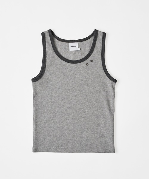 WISH FOR EVER(ウィッシュフォーエバー)の「BICOLOR LIB TANK TOP / バイカラーリブタンクトップ(タンクトップ・レディース・オフホワイト/グレー/ネイビー・MEDIUM/SMALL)」の1枚目の写真