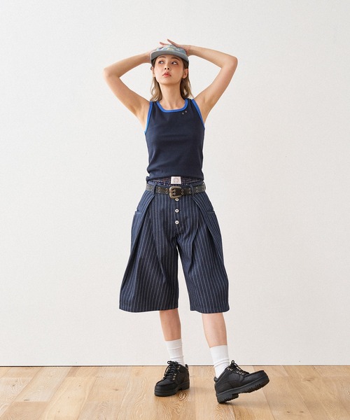 WISH FOR EVER(ウィッシュフォーエバー)の「BICOLOR LIB TANK TOP / バイカラーリブタンクトップ(タンクトップ・レディース・オフホワイト/グレー/ネイビー・MEDIUM/SMALL)」の9枚目の写真