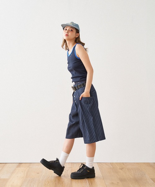 WISH FOR EVER(ウィッシュフォーエバー)の「BICOLOR LIB TANK TOP / バイカラーリブタンクトップ(タンクトップ・レディース・オフホワイト/グレー/ネイビー・MEDIUM/SMALL)」の8枚目の写真