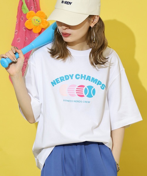 NERDY(ノルディ)の「チャンプ S/S Tシャツ(Tシャツ/カットソー・レディース・ホワイト/ピンク/クリーム・S/L/M)」の5枚目の写真